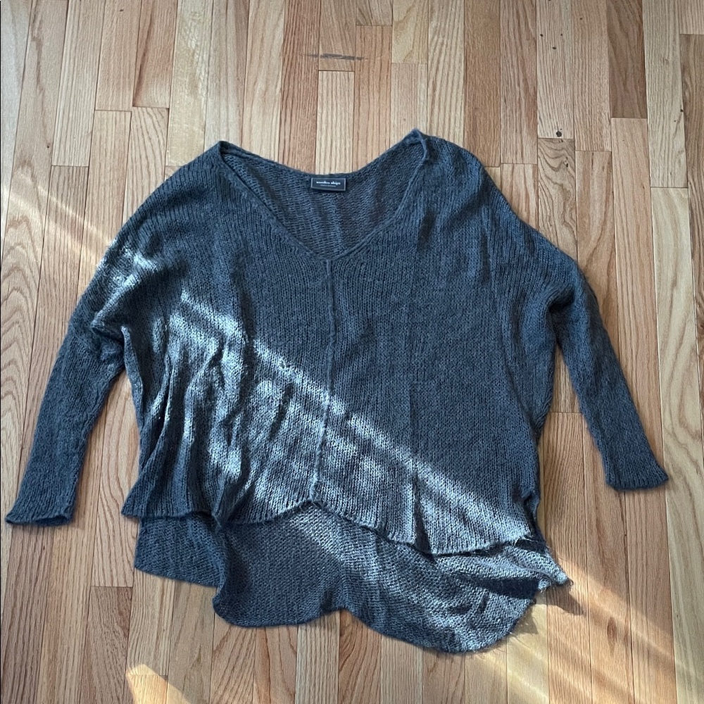 Wooden Ships Knit Sweater Womens Small Gray Charcoal Oversized Cozy Pullover